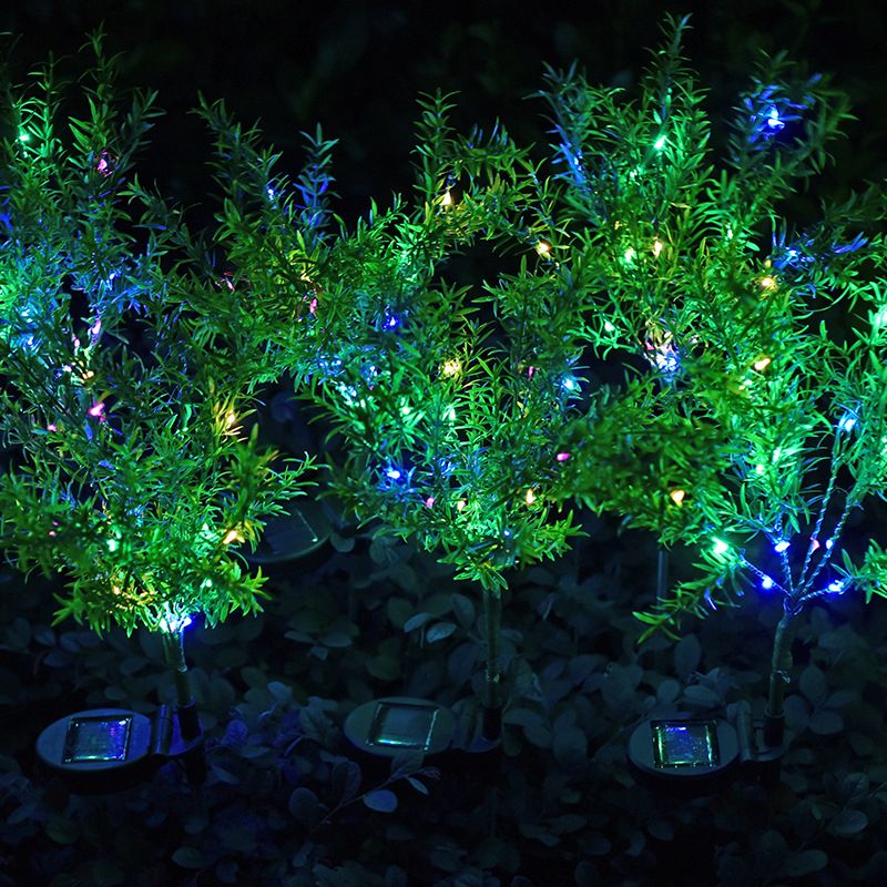 Artificial Christmas Tree Plastic LED Lawn Lighting Artistic Green Solar Stake Light for Courtyard