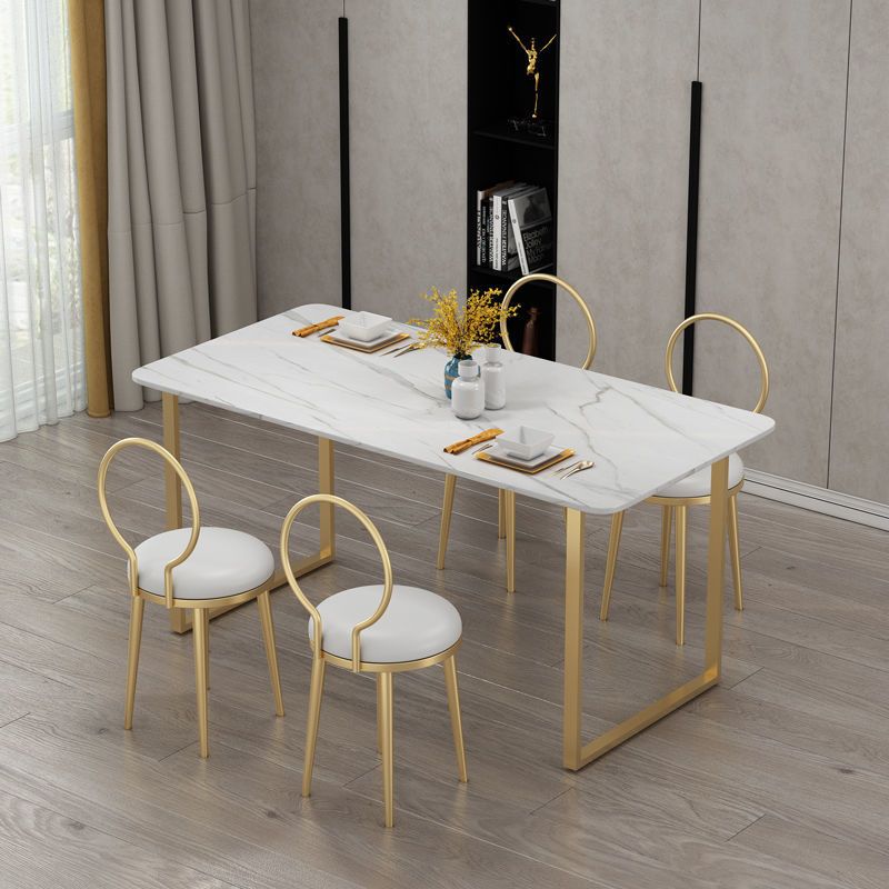 Metal Glam Style Side Chair Open Back Dining Side Chair with Gold Legs