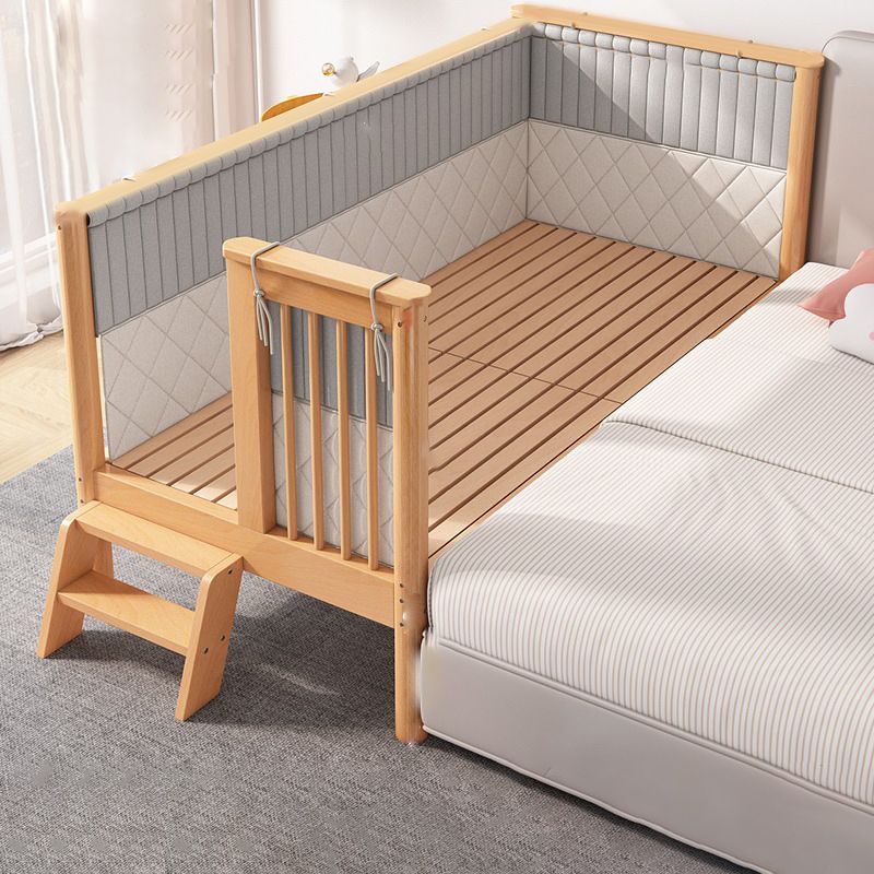 Farmhouse / Country Nursery Bed with Guardrail Washed Natural Wood Beech