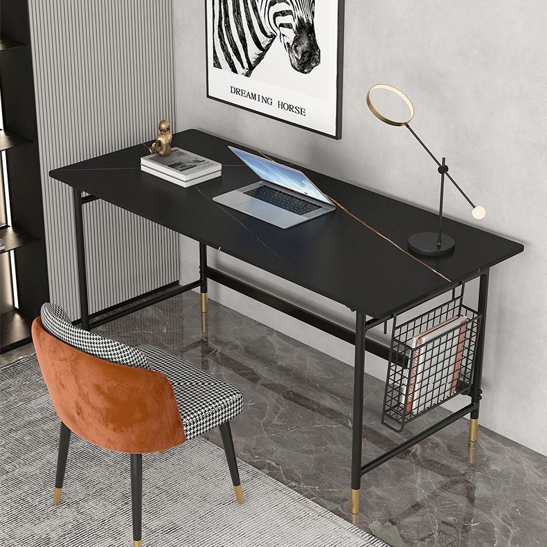 Glam Office Desk Antique Finish Computer Desk with Metal Legs