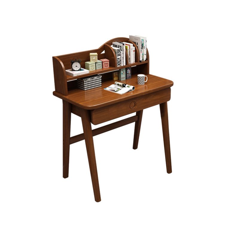 Solid Wood Student Desk Home Writing Desk with Storage Shelves