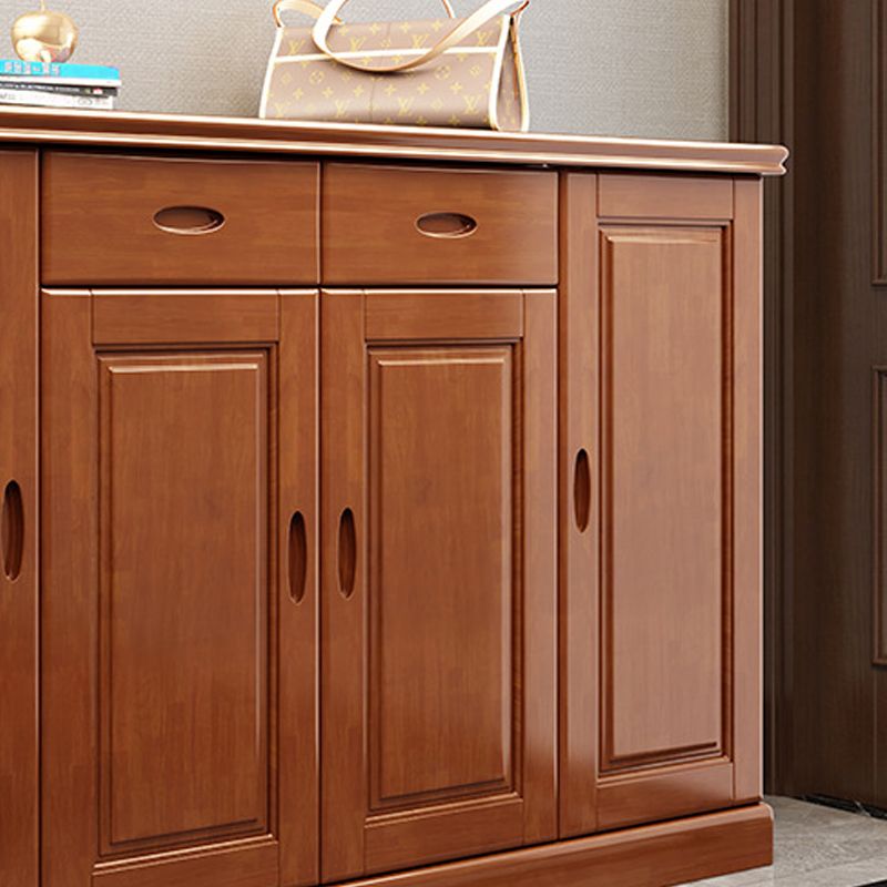 Mid-Century Modern Accent Cabinet with Drawers and Shelves in Rubberwood