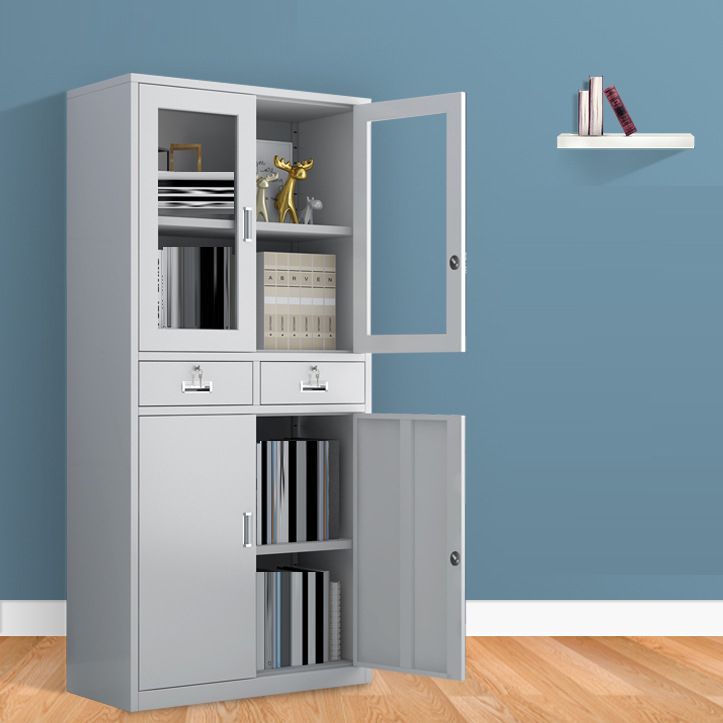 Modern Glass Cabinet Locking Drawers and Storage Shelves Filing Cabinet