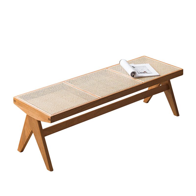 Modern Solid Wood Seating Bench Matte Finish Ottoman Bench with Legs