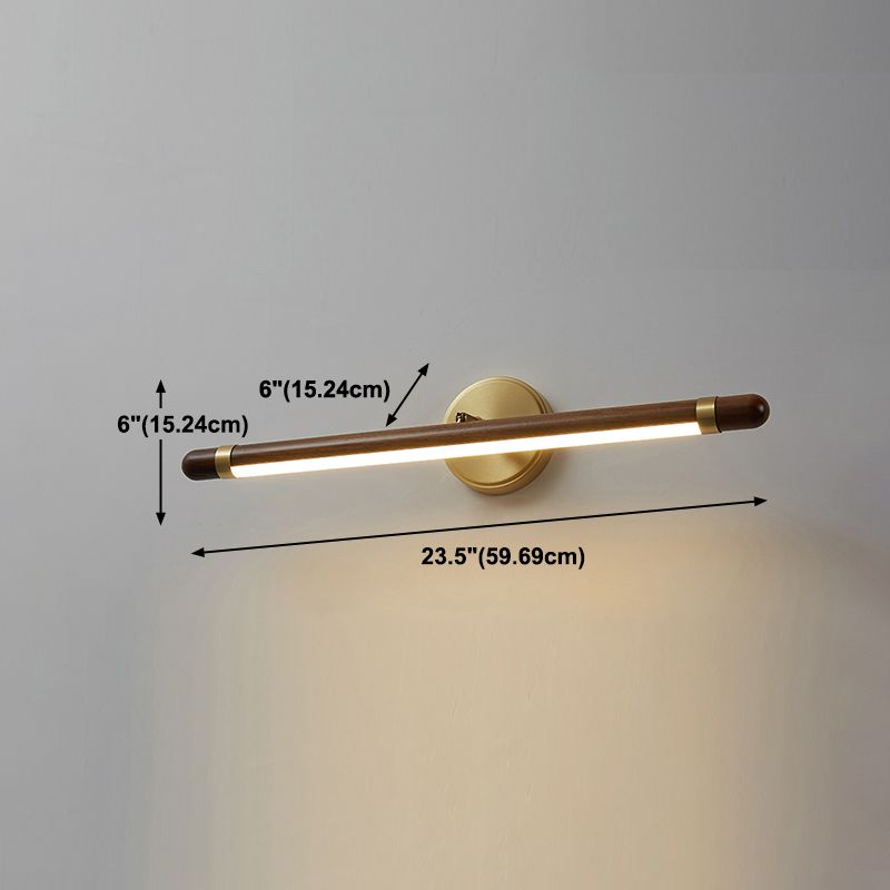 Linear Shade Metal Wall Sconce Modern Style 1 Light Mirror Wall Mount Lighting in Brown