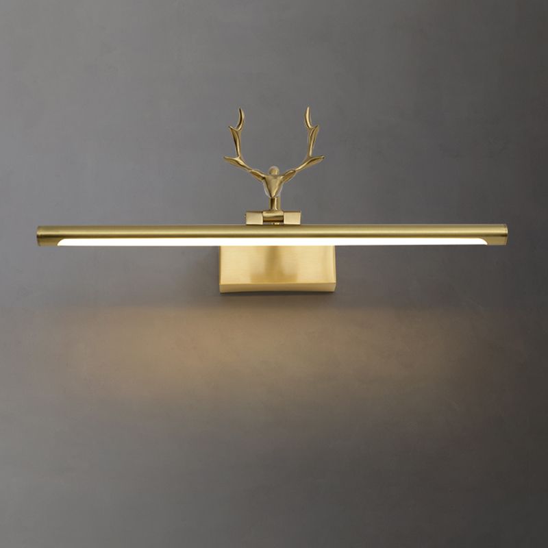 Mid-Century Cylindrical Wall Mounted Light Fixture Copper 1 Light Wall Mounted Lamp with Antlers