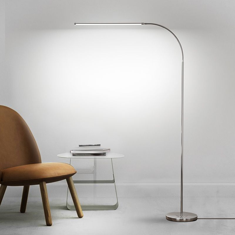 1 Light Linear-Shaped Floor Lamps Modernism Metal Standard Lamps in Silver