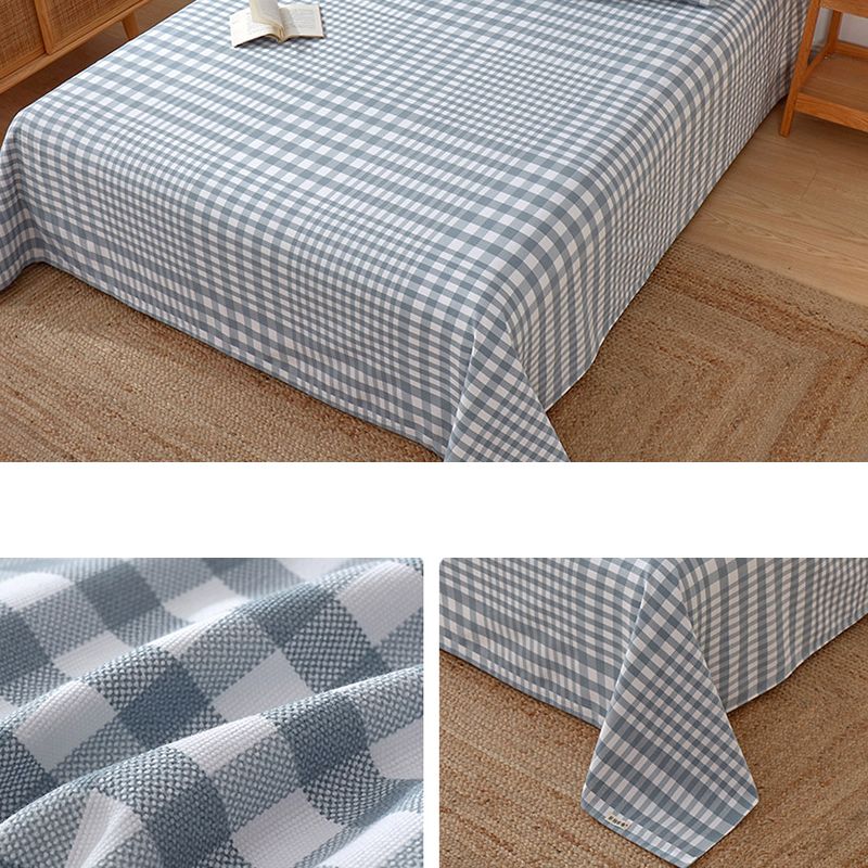 Cotton Fitted Sheet 3-Piece Lattice Fade Resistant Bed Sheet in Blue