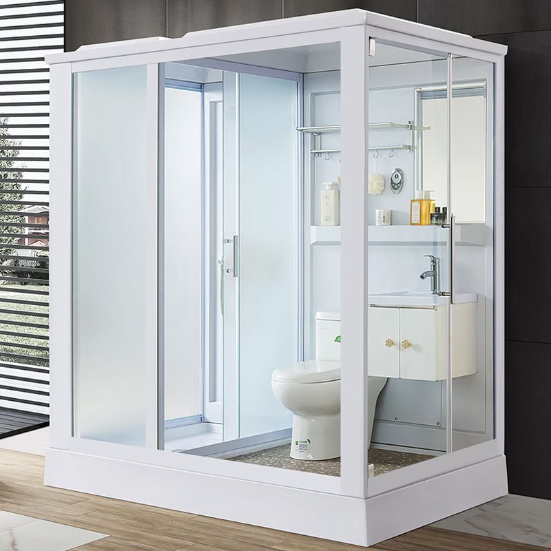 Contemporary Shower Enclosure Frosted Rectangle Shower Enclosure in White