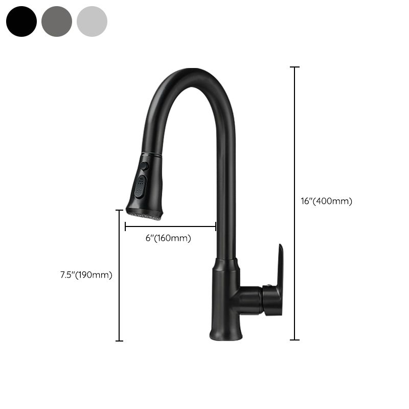 Modern Style Kitchen Faucet Brass 1-Handle High Arc Retractable Kitchen Faucet