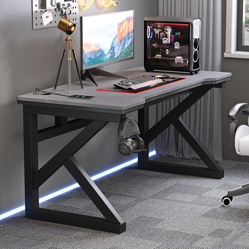 Industrial Stone Gaming Desk 29.53" Tall Computer Desk with Sled Base