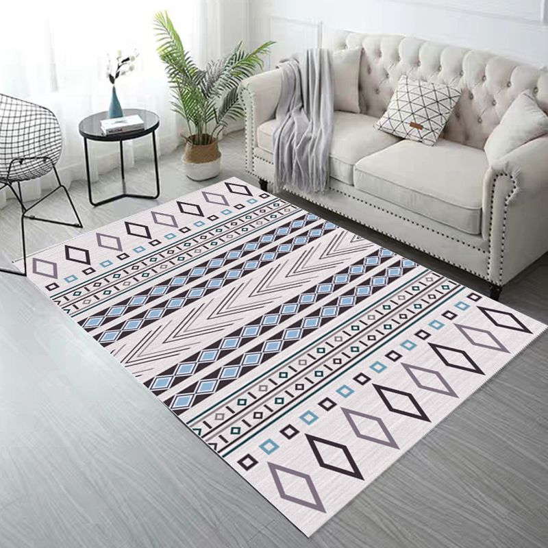 Weißer Ton Wohnzimmer Teppich Boho Normaler Stammesbereich Teppich Polyester mit nicht rutscher Backing Teppich