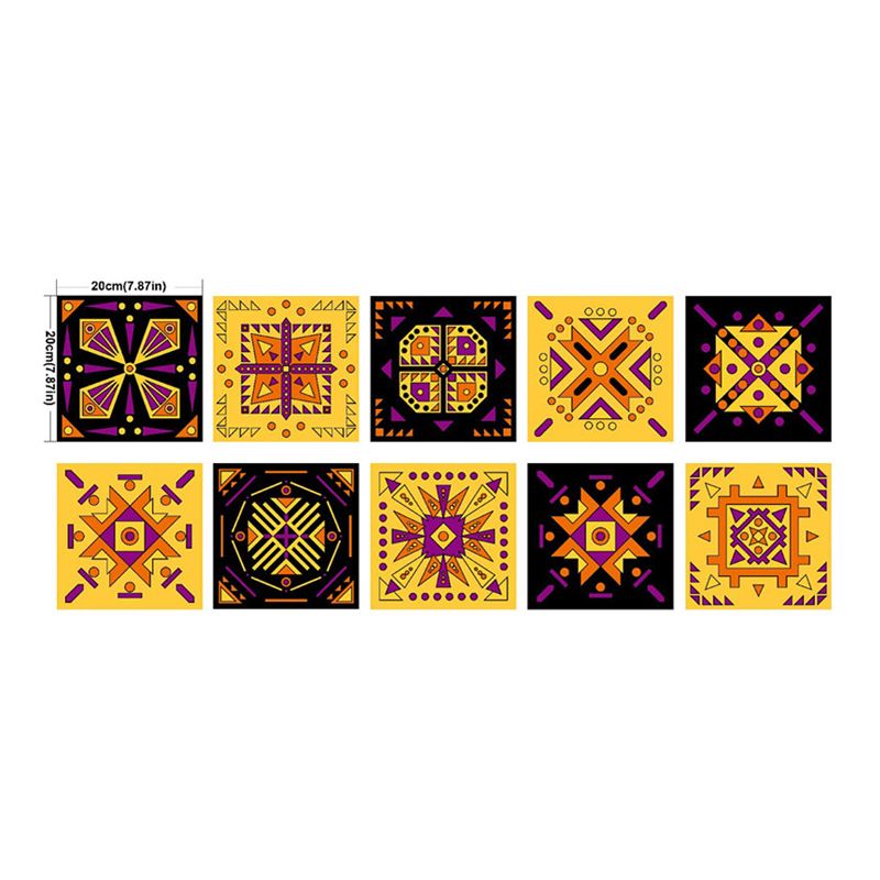 10 Pcs Tribal Pattern Wallpapers Yellow Boho Chic Wall Art for Kitchen, Peel and Paste