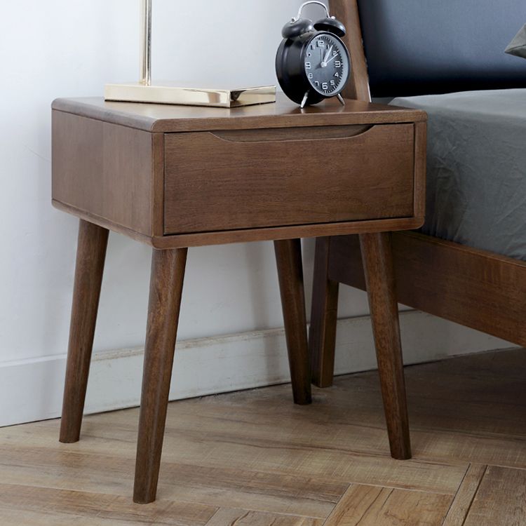 Glam Rubber Wood Accent Table Nightstand Drawers Included with Legs