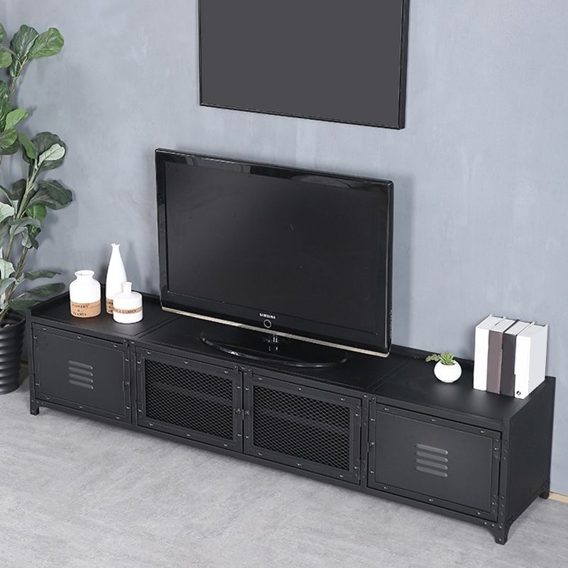 Contemporary Iron TV Stand Enclosed Storage TV Media Console with Legs for Living Room