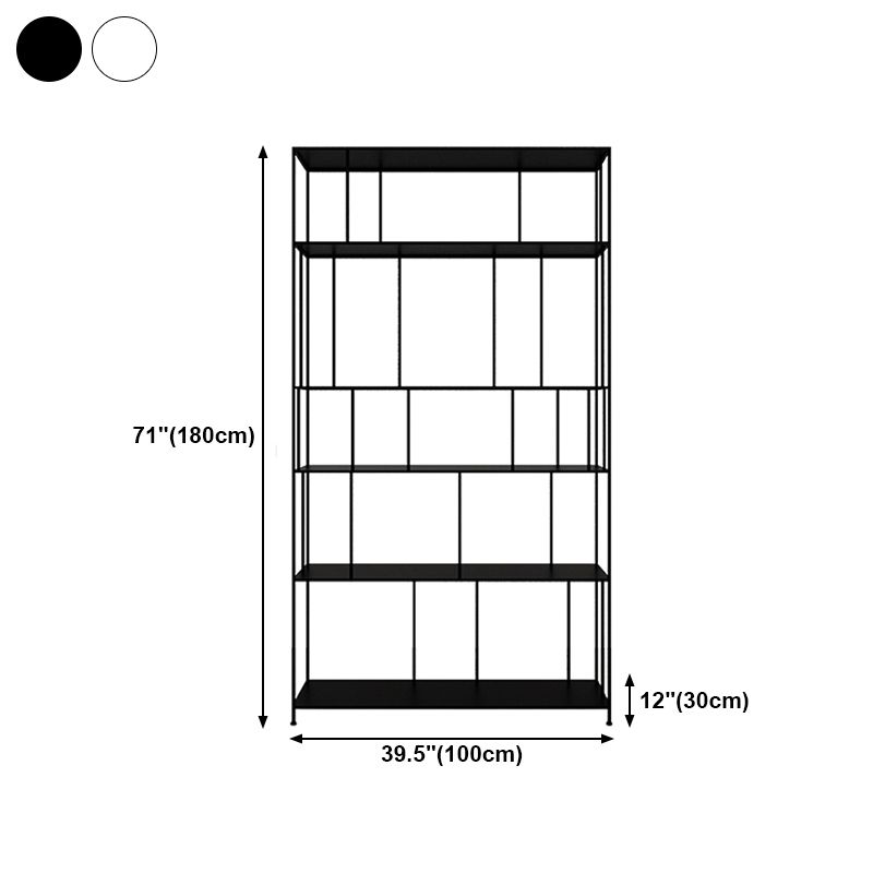 Open Metal Bookcase Modern Book Shelf with Rectangular Shelves