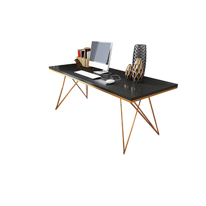 Glam Pine Writing Desk Gold and Black Office Desk for Bedroom