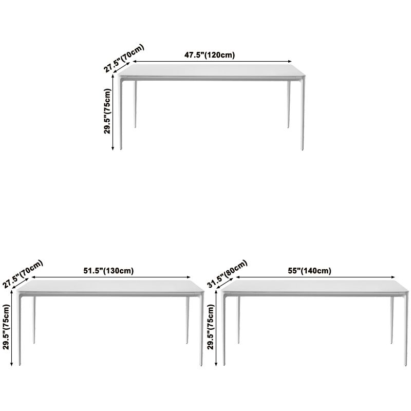 Mesa de comedor de cocina blanca moderna Mesa de comedor de forma rectangular de piedra sinterizada con 4 patas base