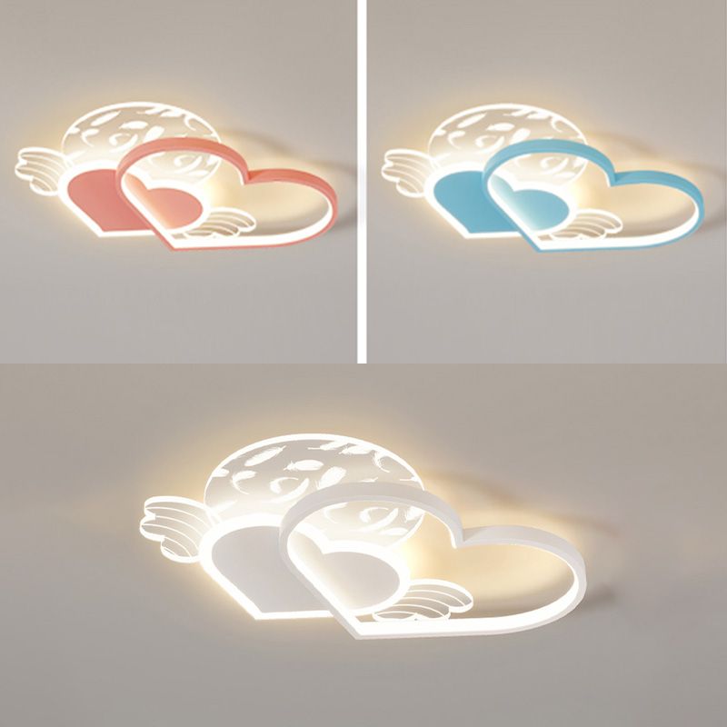 Cordiform Feather LED Semi Flush Mount in Modern Romantic Style Acrylic Ceiling Light for Bedroom