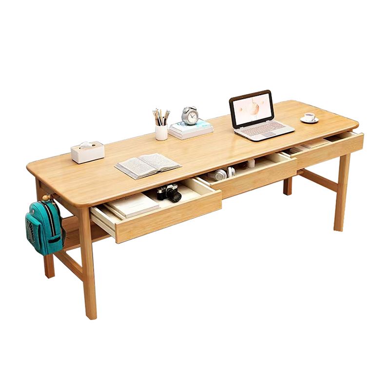 Solid Wood Rectangle Office Desk Modern 29.53" Tall Writing Desk with 3 Drawers