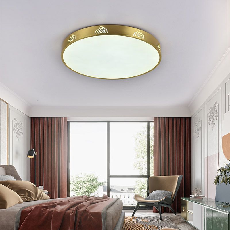 Modern Flush Light Circle Ceiling Lighting with Brass for Bedroom