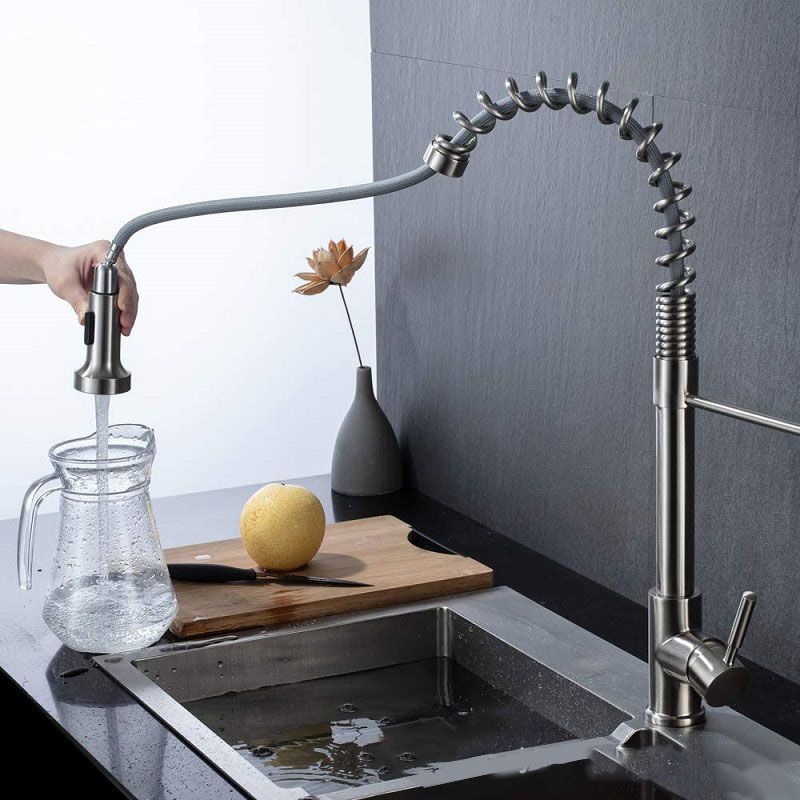 Modern Farmhouse Faucet One Handle High Arch Kitchen Faucet with Pull out Sprayer