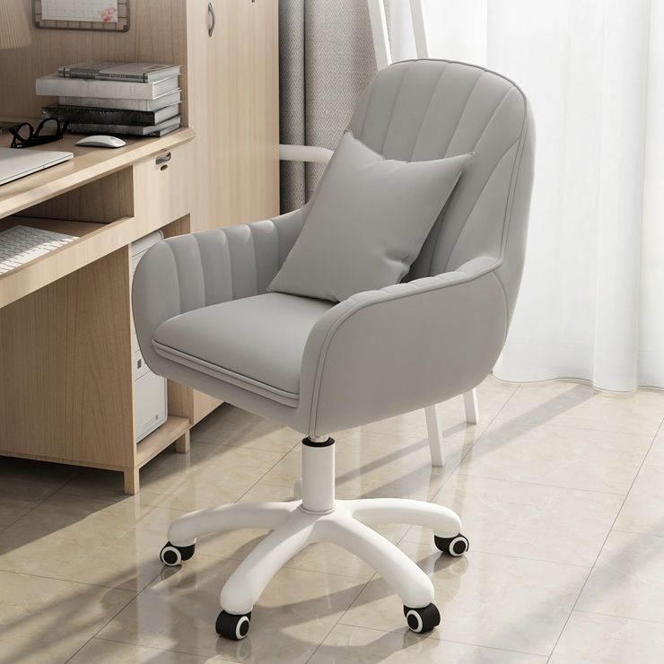 Mid Back Office Chair with Padded Arms Contemporary Task Chair with Nylon Frame