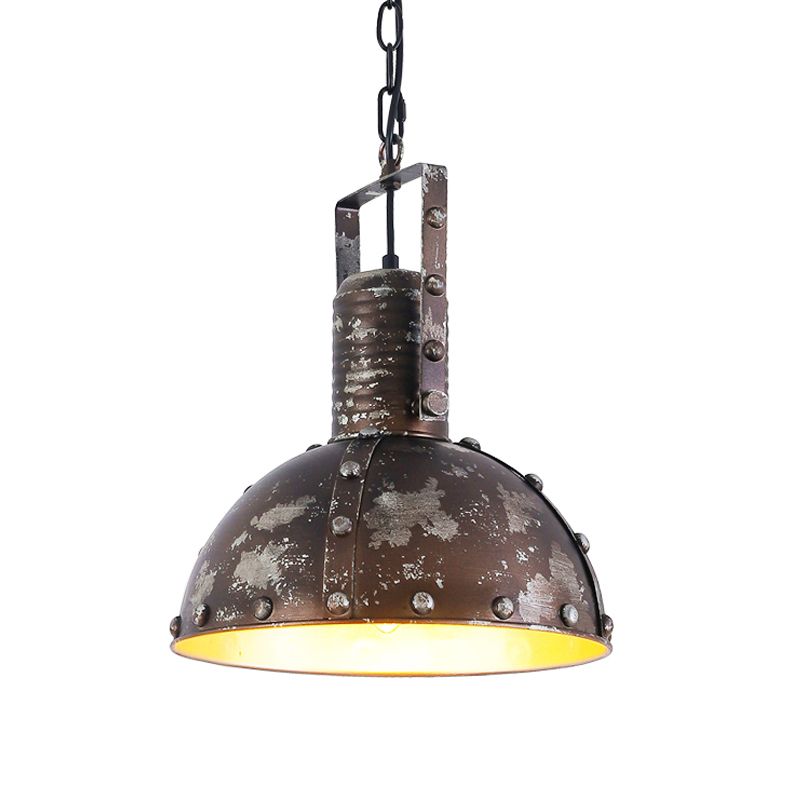 Chimney Restaurant Down Lighting Loft Style Metallic 1 Light Rust Hanging Ceiling Lamp