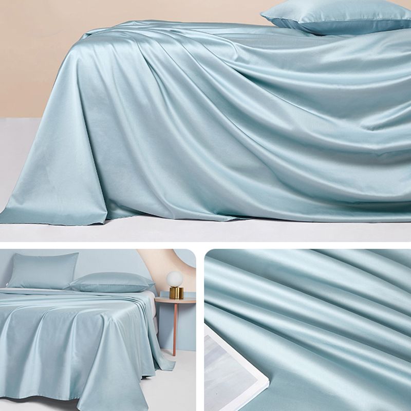 Cotton Fitted Sheet 1-Piece Solid Color Wrinkle Resistant Sheet Set