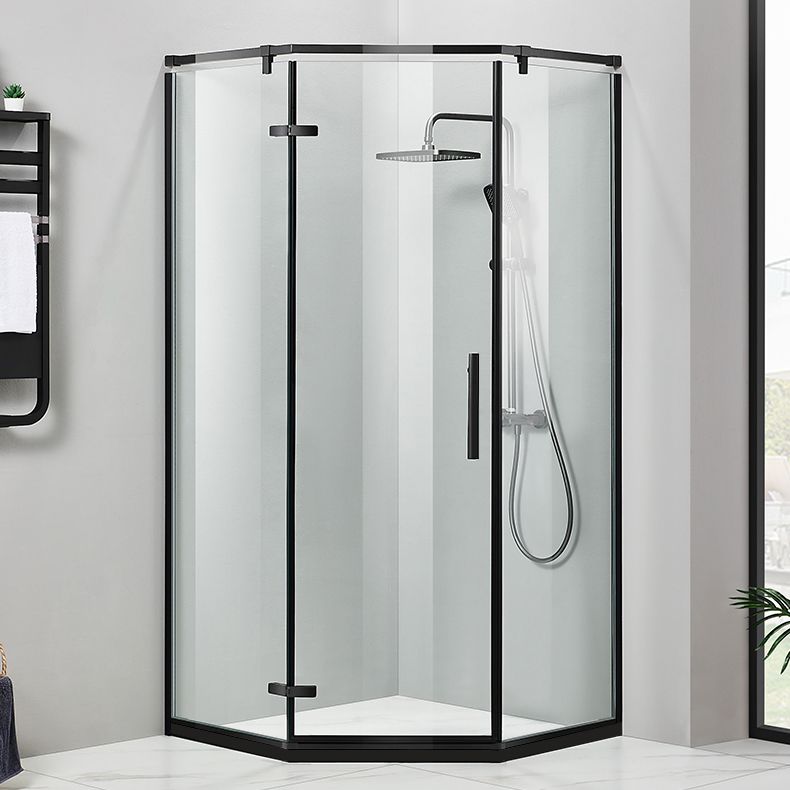 Modern Style Neo-Angle Shower Enclosure Clear Glass Framed Shower Stall