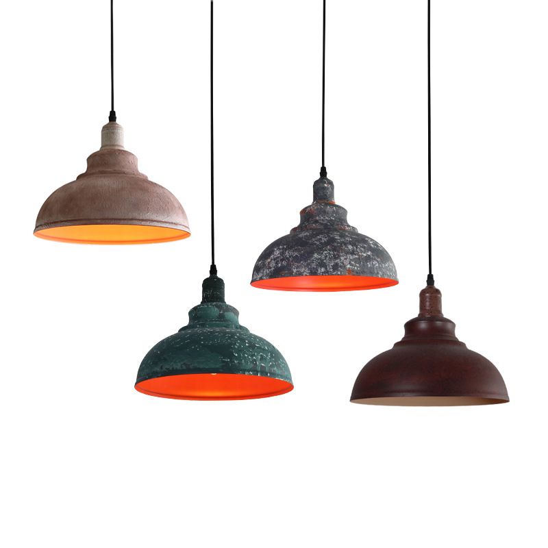 1 Light Pendant Light Industrial Retro Dome Shade Metal Hanging Lamp for Dining Room