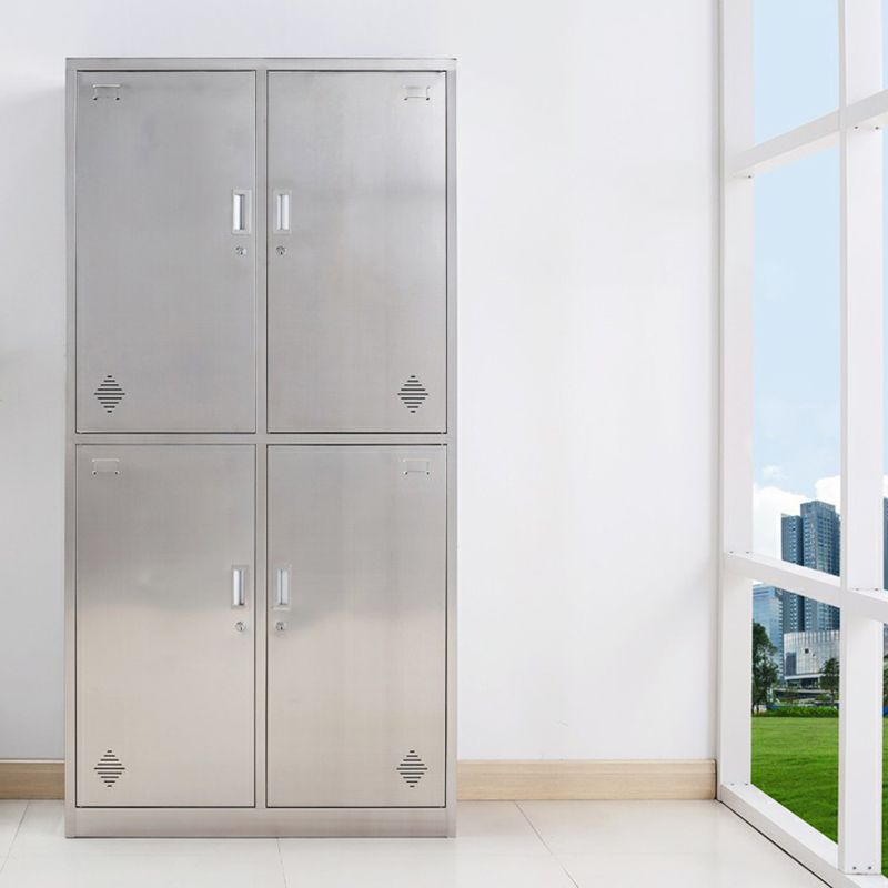 Silver Wardrobe Armoire Industrial Steel Wardrobe Closet with Lock