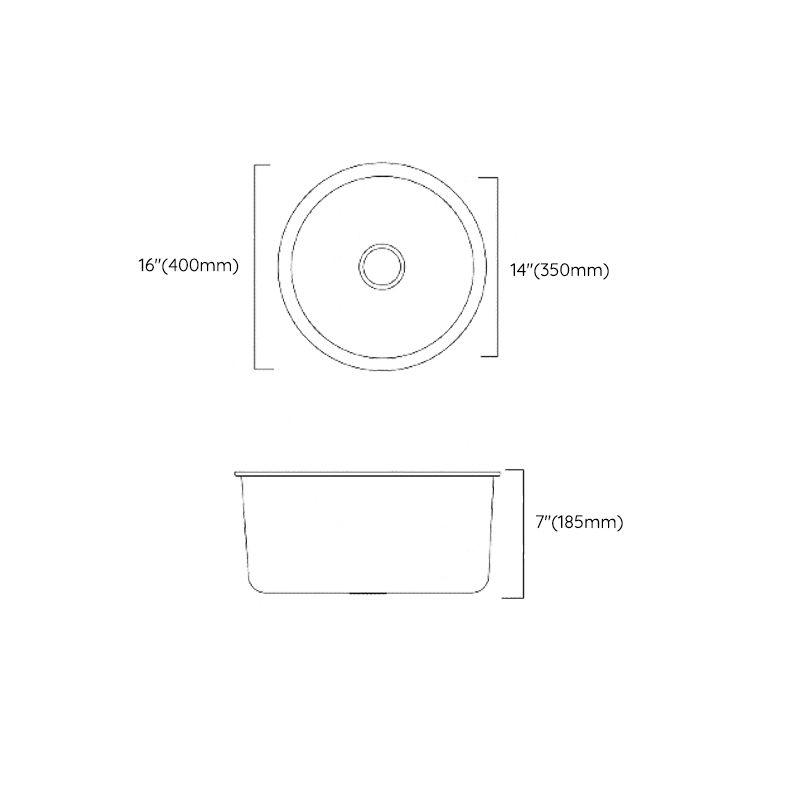 Classic Round Sink Stainless Steel Drop-In Friction Resistant Round Sink for Kitchen