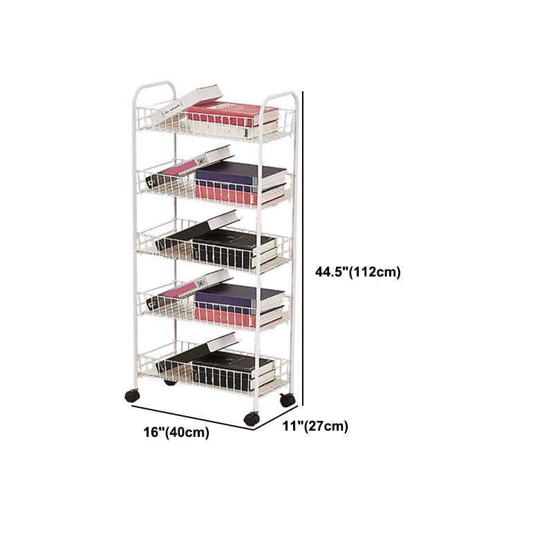 Stainless Steel Bookshelf, Multi Tiers Contemporary Bookcase for Home with Caster