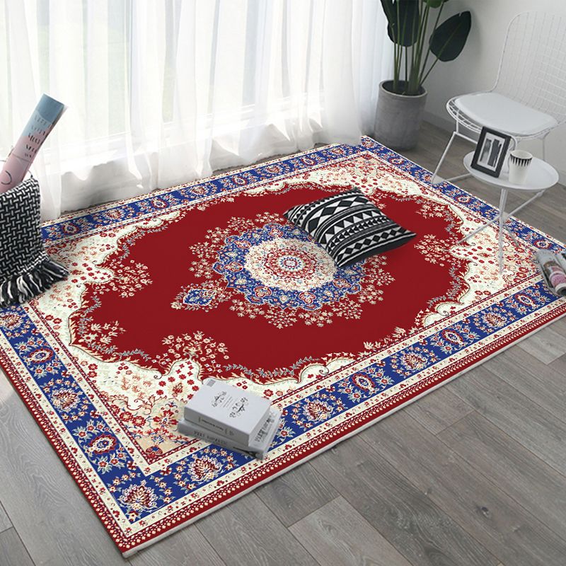 Retro Multicolor Moroccan Rug Polyster Geo Pattern Indoor Rug Anti-Slip Backing Pet Friendly Area Carpet for Bedroom