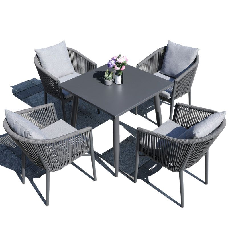 Contemporary Open Back Dining Armchair Black Patio Dining Armchair