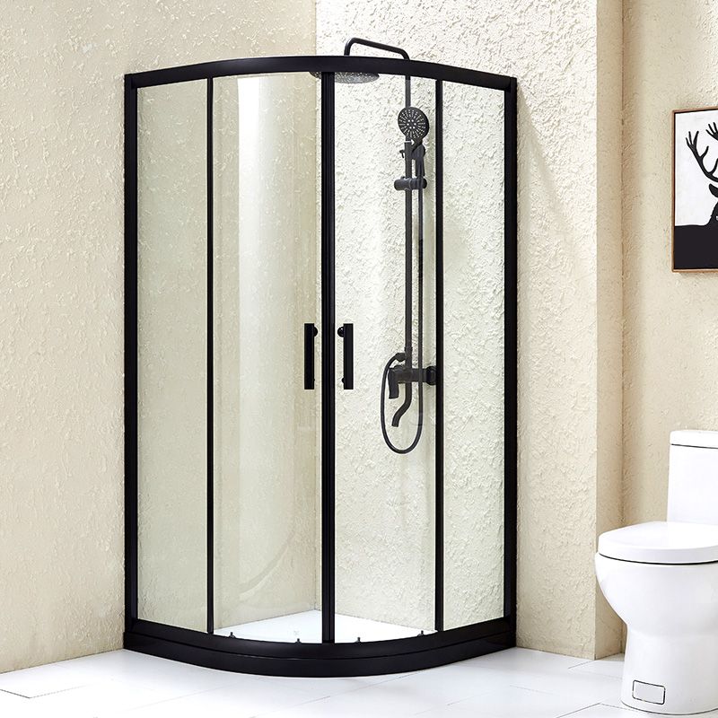 Tempered Shower Bath Door Double Sliding Shower Doors in Black