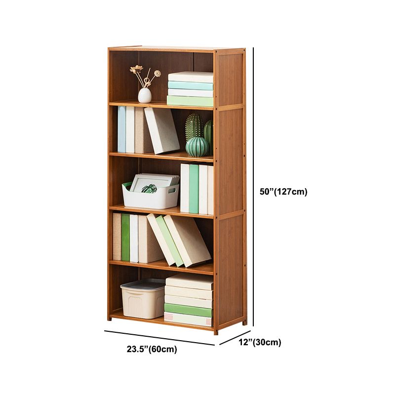 Contemporary Bamboo Book Shelf Closed Back Brown Shelf Bookcase for Home