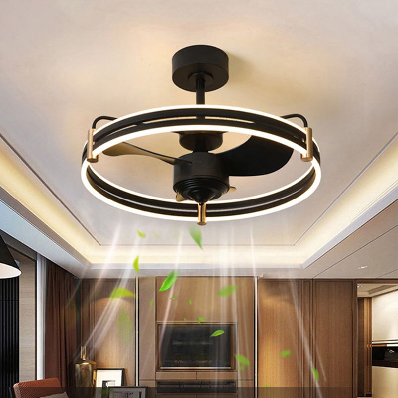 Modern Single Black/White Ceiling Fan Lamp Unique Ceiling Fan Light for Dining Room