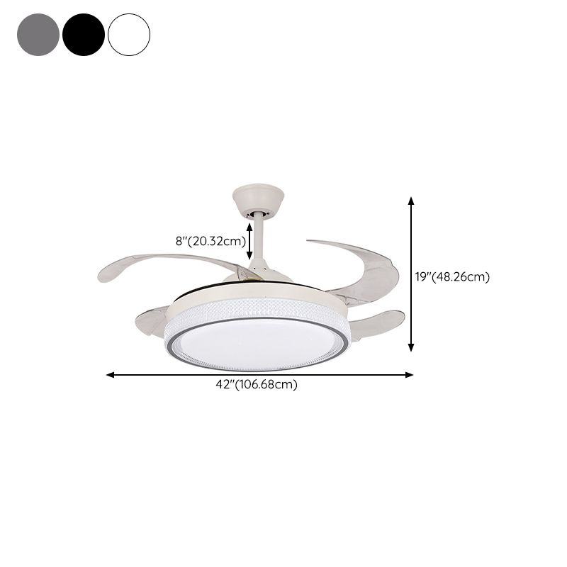 Contemporary Fan Ceiling Fixture in White Finish LED Ceiling Fan