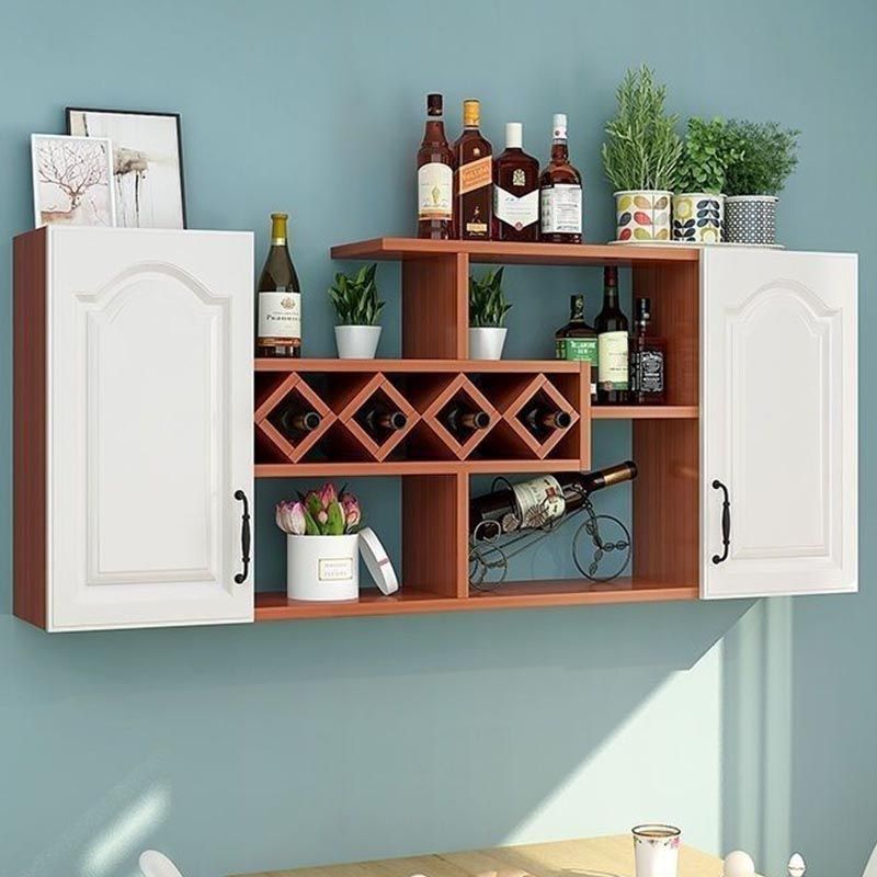 Wall Mounted Modern Wine Rack Wood Wine Rack with Shelf for Kitchen