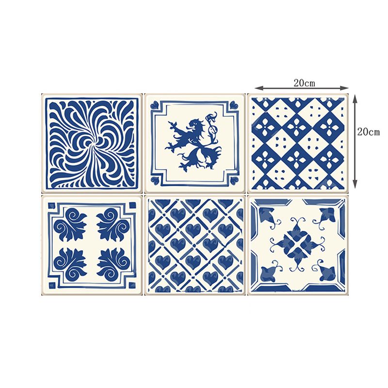 Ethnic Chinese Stick Wallpaper Panel Set for Accent Wall, Blue, 8' L x 8" W (18 Pieces)