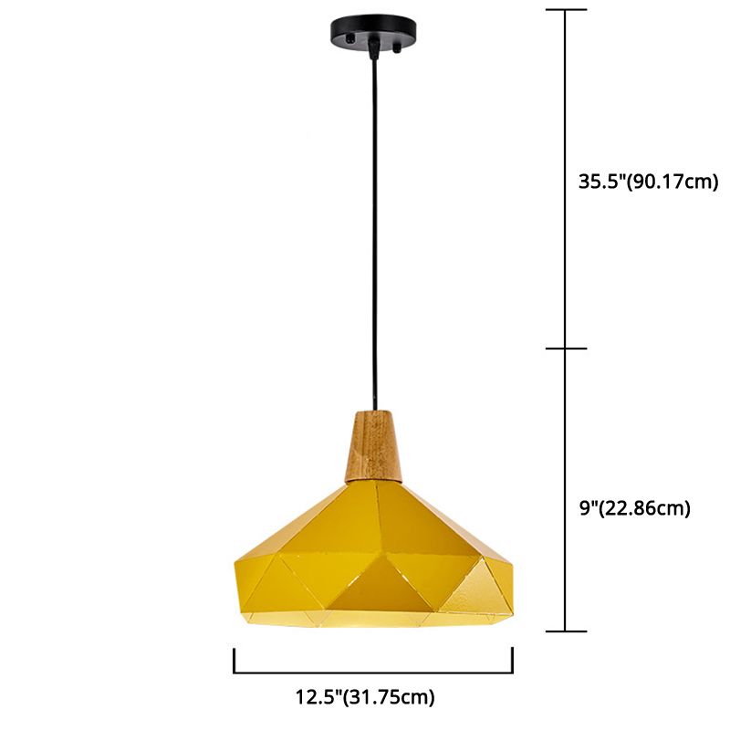 Diamond Dining Room Drop Pendant Modern Style Metal 1 Light Hanging Ceiling Light