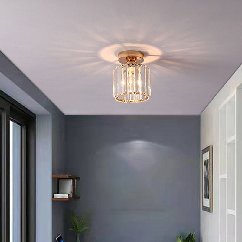 1-Light Flush Light Modern Crystal Flush Mount Ceiling Light