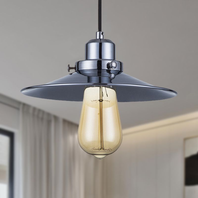 Gepolijst chroom 1 bol hangende lamp industrieel retro metaal wandelende schaduw plafond hanglampje voor slaapkamer