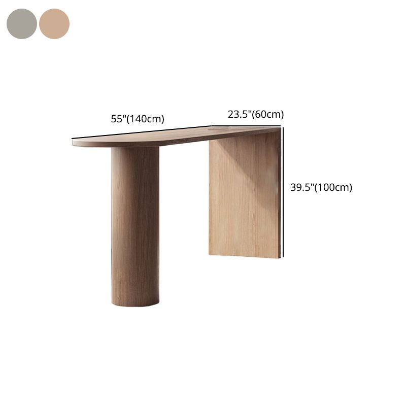 Ash Wood Bar Dining Table Modern Oval Bar Table with Double Pedestal for Dining Room