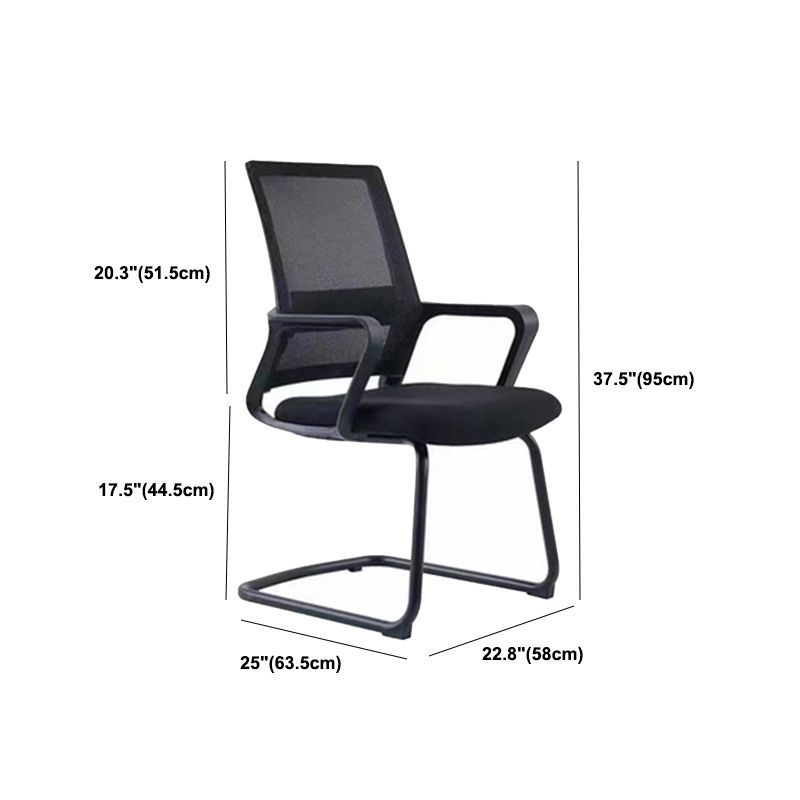 Fixed Arms Black Swivel Chair Mid-back Chair Soft Executive Office Chair