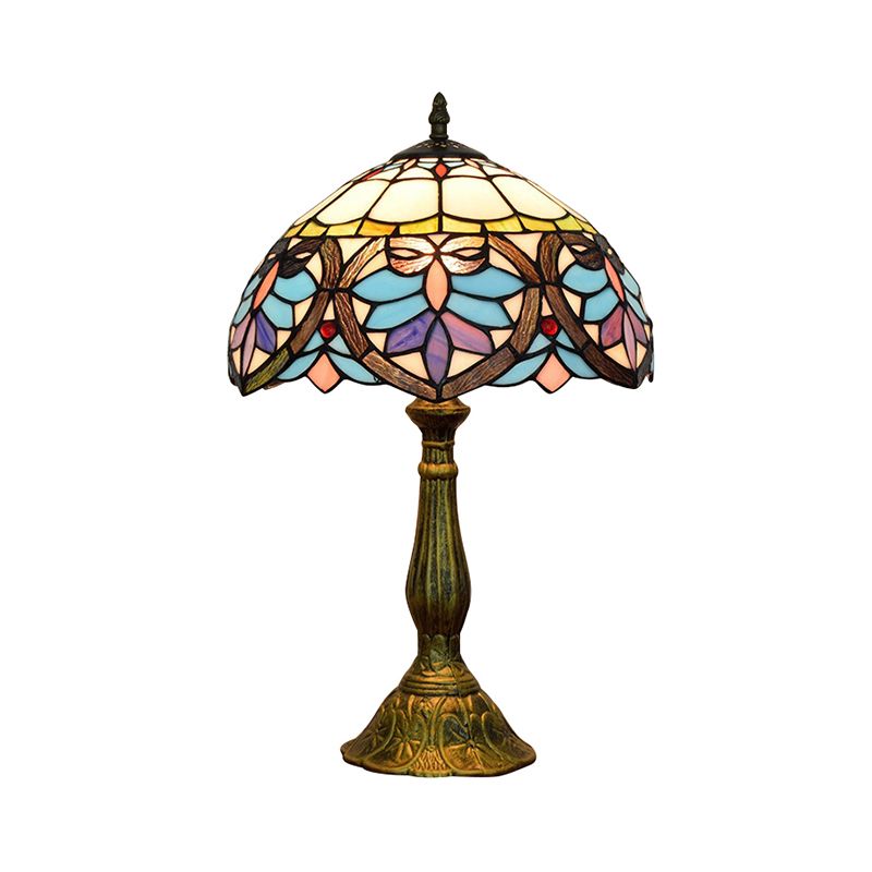 Tiffany Victorian 8"/12"/16" Wide Desk Light 1 Light Stained Glass Desk Lamp in Antique Brass for Living Room