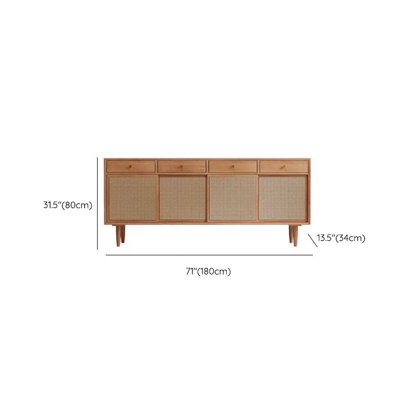 Solid Wood Storage Sideboard Modern Rectangle Server for Dining Room