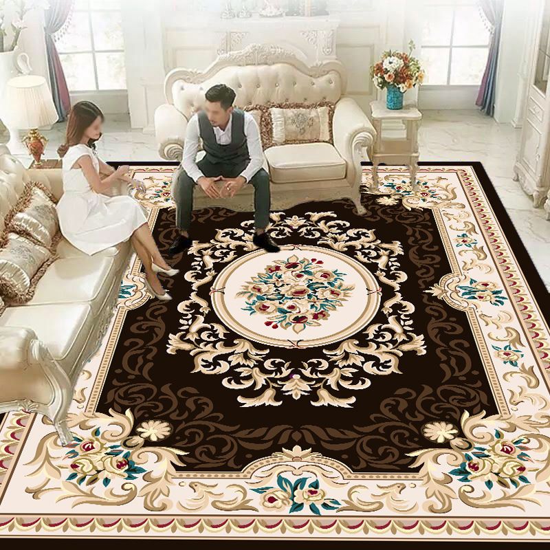 Alfombra lavable Vintage Classic Floral Design Rug poliéster alfombra anti-Slip para decoración del hogar